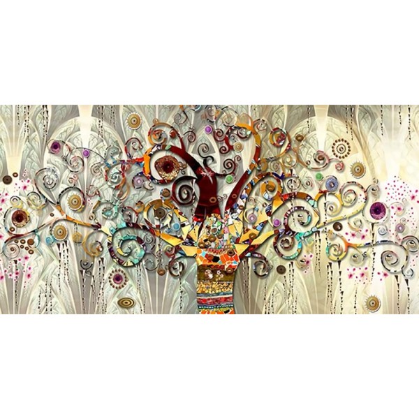 RAILONCH DIY 5D 다이아몬드 그림 대형, 거실과 침실을 위한 생명의 황금 나무 다이아몬드 그림 장식(50×100cm)