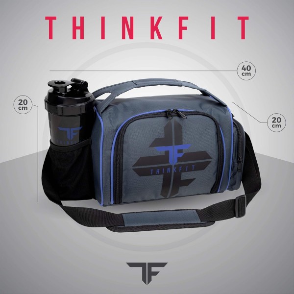 ThinkFit Insulated Meal Prep Lunch Box with 6 Food Portion Control Containers - BPA-Free, Reusable, Microwavable, Freezer Safe - With Shaker Cup, Pill Organizer(파란색)