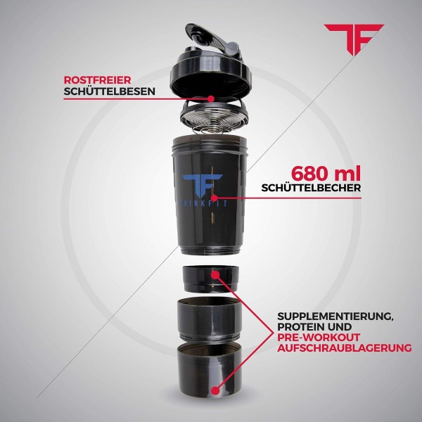 ThinkFit Insulated Meal Prep Lunch Box with 6 Food Portion Control Containers - BPA-Free, Reusable, Microwavable, Freezer Safe - With Shaker Cup, Pill Organizer(파란색)