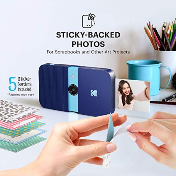 2 x 3 cm 아연 프린터, HD 품질, 10 MP, LCD 디스플레이, 자동 플래시, 통합 편집 기능, 마이크로 SD 카드 리더기 및 자동 초점을 갖춘 KODAK Smile 디지털 즉석 카메라