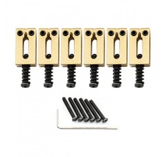 Strat/Tele 스타일 일렉트릭 기타용 Musiclily Ultra 10.5mm 모던 브라스 브리지 안장, 골드(6개 세트)