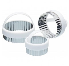 KitchenCraft Fluted Pastry / Cookie Cutters with Plastic Handles, 스테인리스 스틸, 3개 세트, 실버, 7.8 cm*14.0 cm*11.0 cm