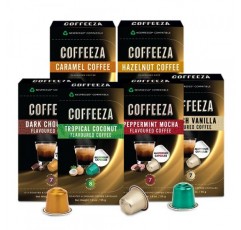 Coffeeza 100% 아라비카 네스프레소 향 커피 포드 버라이어티 팩, 네스프레소 오리지널 라인 머신과 호환 가능 | 6팩, 1인용 네스프레소 호환 커피 포드 60개