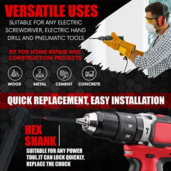 YIYITOOLS 스크루드라이버 비트 세트 45피스, 드릴 및 드라이버용 임팩트 드라이버 비트 세트, 목재 금속 시멘트 드릴링 및 스크루드라이빙용 보관 케이스에 들어 있는 