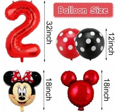 미니 테마 생일 장식, 생일 축하 배너가 있는 BESTZY 미키 풍선 호일 풍선 미키 테마 파티를 위한 미키 2번째 생일 풍선