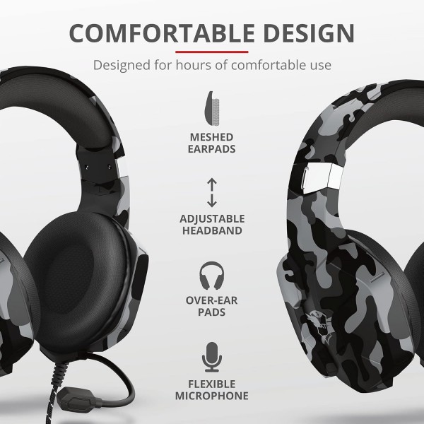 Trust Gaming GXT 1323 Altus 게임용 헤드셋 PC용 볼륨 조절 어댑터 케이블 Nintendo Switch PS4 PS5 Xbox One Xbox Series X - Black Camouflage Altus Camo 멀티 플랫폼 싱글