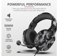 Trust Gaming GXT 1323 Altus 게임용 헤드셋 PC용 볼륨 조절 어댑터 케이블 Nintendo Switch PS4 PS5 Xbox One Xbox Series X - Black Camouflage Altus Camo 멀티 플랫폼 싱글