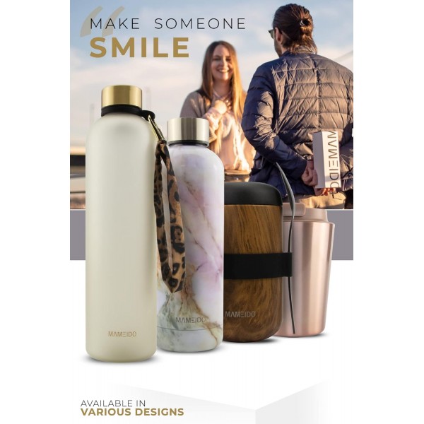 MAMEIDO 식품용 보온용기 500ml, 식품용 보온용기, 스테인리스 테이크아웃 머그 뮤즐리, 요거트, 이유식, 죽, 오버나이트 오트밀, 아이스크림&스프용 BPA free(펄 마블) 500ml 