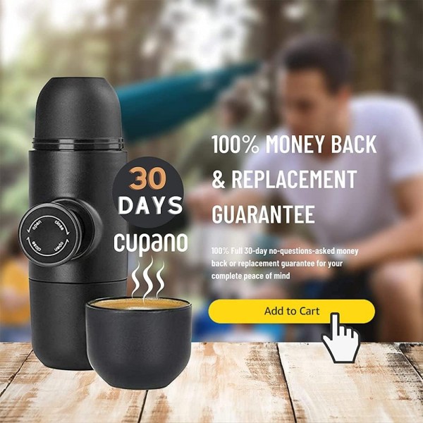 휴대용 에스프레소 메이커, 분쇄 커피와 포드를 사용하는 미니 커피 메이커, 수동 핸디 에스프레소 머신, 수동으로 작동되는 18 바 압력, 여행 캠핑 사무실 가정용 가