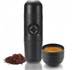 휴대용 에스프레소 메이커, 분쇄 커피와 포드를 사용하는 미니 커피 메이커, 수동 핸디 에스프레소 머신, 수동으로 작동되는 18 바 압력, 여행 캠핑 사무실 가정용 가