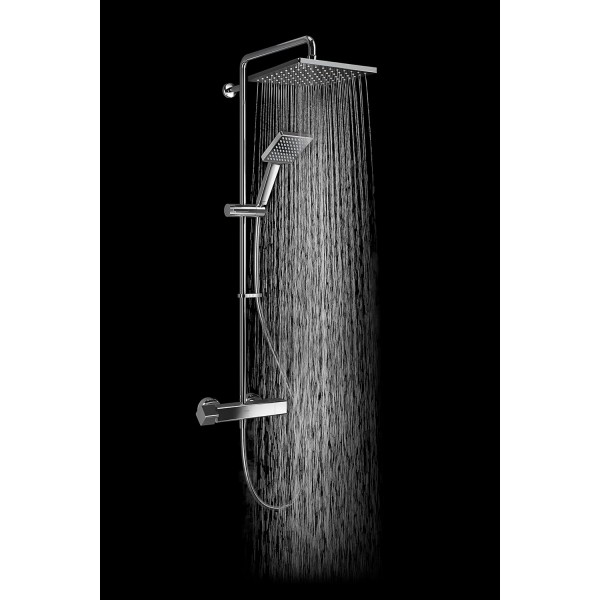 Mira Showers 1.1901.002 어니스티 듀얼 아울렛 스퀘어 바 밸브 믹서 샤워, 크롬 듀얼 샤워 싱글