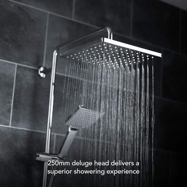 Mira Showers 1.1901.002 어니스티 듀얼 아울렛 스퀘어 바 밸브 믹서 샤워, 크롬 듀얼 샤워 싱글