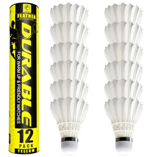 EAGLES 배드민턴 버디 깃털 베드민턴 셔틀콕 - 실내 및 실외 경기용 버디 공 ~ 매우 안정적이고 내구성이 뛰어난 셔틀 공(파란색)