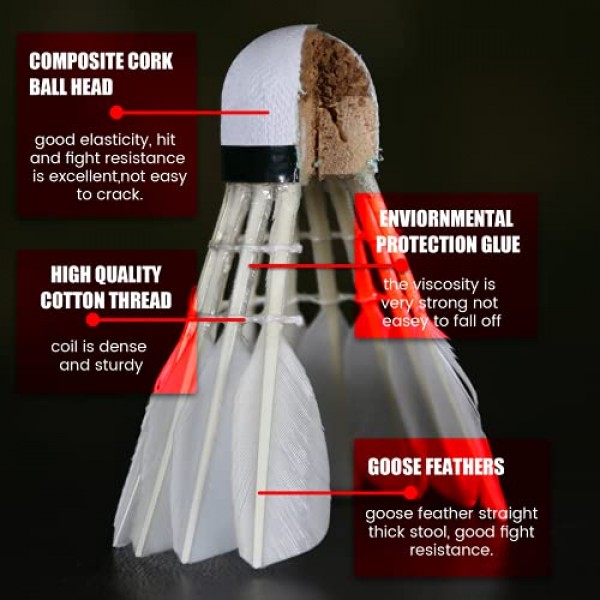 EAGLES 배드민턴 버디 깃털 베드민턴 셔틀콕 - 실내 및 실외 경기용 버디 공 ~ 매우 안정적이고 내구성이 뛰어난 셔틀 공(파란색)