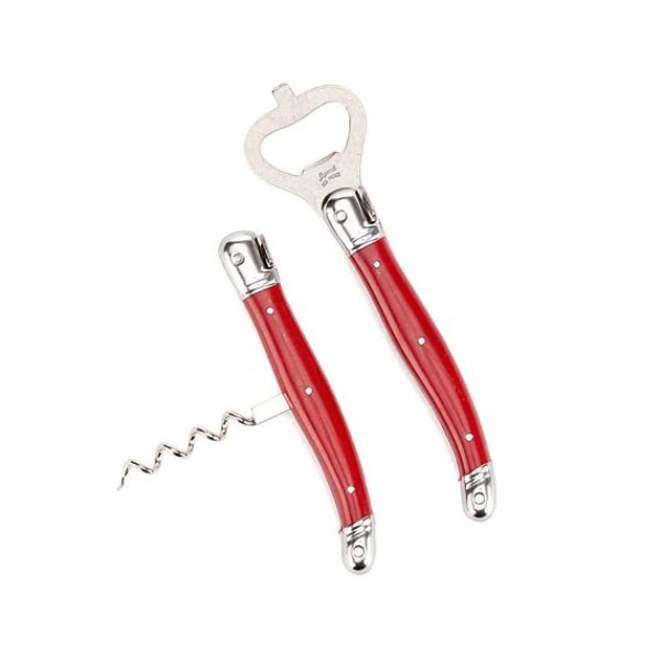 Jean Dubost Laguiole 코르크 따개 및 병따개 세트, 손잡이 포함, 레드