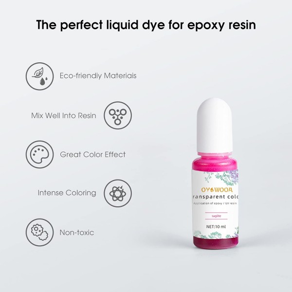 투명 수지 염료 색상 안료 에폭시 색조 염료 액체 24색, 수지 페트리 접시, 코스터, 페인팅, 머그컵 제작(각 10ml)에 적합한 에폭시 수지 색상 염료...