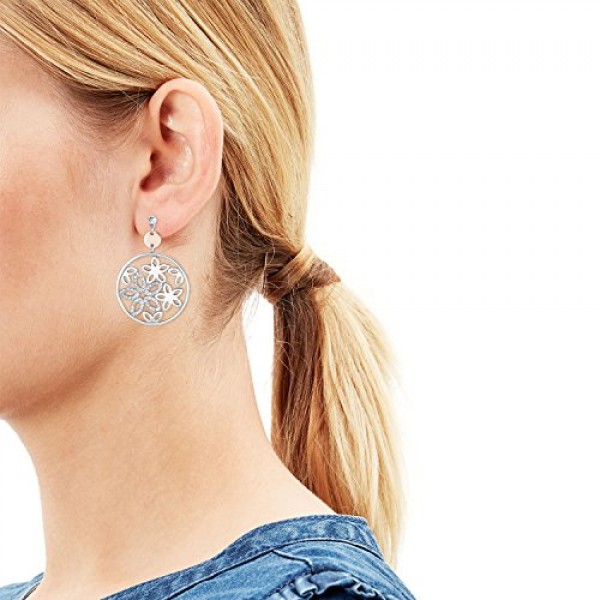 s.Oliver 여성 귀걸이 스와로브스키 크리스털로 세련된 꽃무늬 스테인리스 스틸