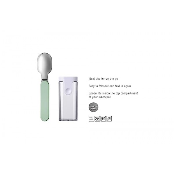 Mepal 107645592400 접이식 스푼 Ellipse Nordic Green - 재사용 가능 - 여행용 수저 - 휴대용 시리얼 컵에 적합 - 식기세척기 사용 가능 - 스테인레스 스틸