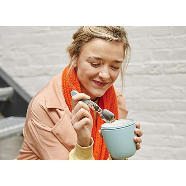 Mepal 107645592400 접이식 스푼 Ellipse Nordic Green - 재사용 가능 - 여행용 수저 - 휴대용 시리얼 컵에 적합 - 식기세척기 사용 가능 - 스테인레스 스틸