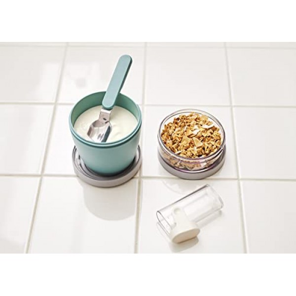 Mepal 107645592400 접이식 스푼 Ellipse Nordic Green - 재사용 가능 - 여행용 수저 - 휴대용 시리얼 컵에 적합 - 식기세척기 사용 가능 - 스테인레스 스틸