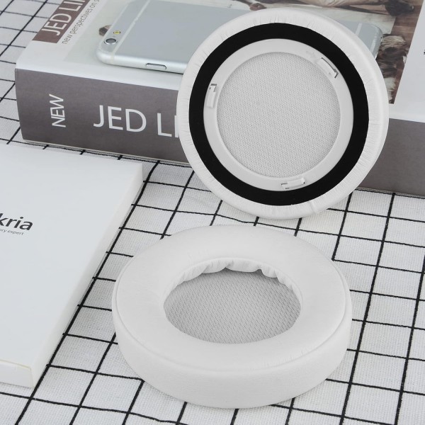 Corsair Virtuoso RGB, Virtuoso RGB Wireless SE, Virtuoso RGB Wireless XT 헤드폰 이어패드, 헤드셋 이어패드 수리용 Geekria QuickFit 단백질 가죽 교체용 이어패드(흰색)