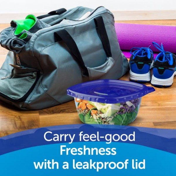 지퍼락 대형 직사각형 원프레스 식품 보관 용기, 팩당 2개 - 케이스당 6개.6