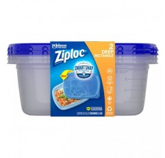 지퍼락 대형 직사각형 원프레스 식품 보관 용기, 팩당 2개 - 케이스당 6개.6