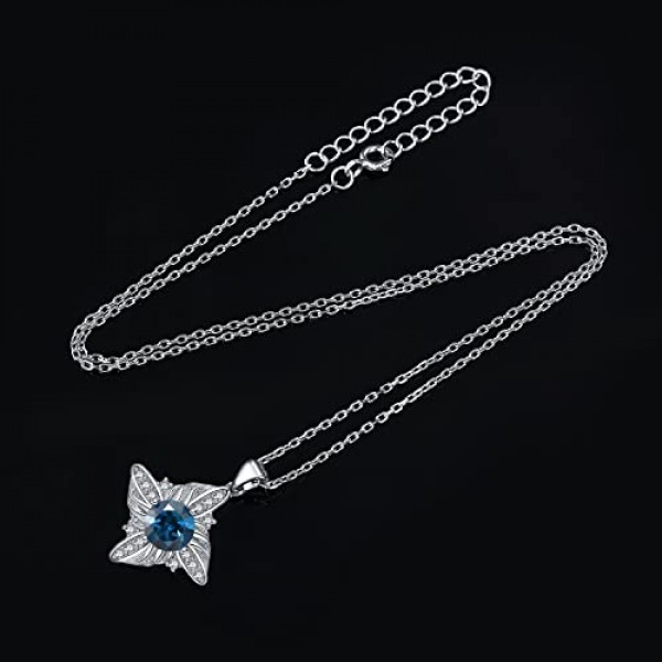JewelryPalace 풍차 라운드 컷 2.3ct 리얼 런던 블루 토파즈 목걸이 펜던트, 천연석 주얼리 세트, 여성용 실버 925 목걸이, 여성용 보석 걸스, 여성용 주얼리 걸스 선물,