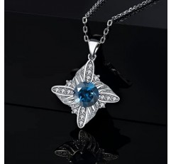 JewelryPalace 풍차 라운드 컷 2.3ct 리얼 런던 블루 토파즈 목걸이 펜던트, 천연석 주얼리 세트, 여성용 실버 925 목걸이, 여성용 보석 걸스, 여성용 주얼리 걸스 선물,