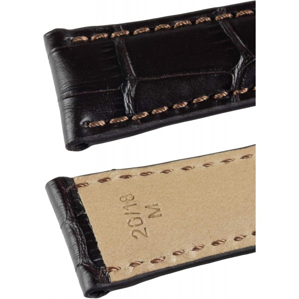 Rios 1931 LOUISIANA MOCHA 16mm 실버 버클 악어 엠보싱 가죽 시계 스트랩