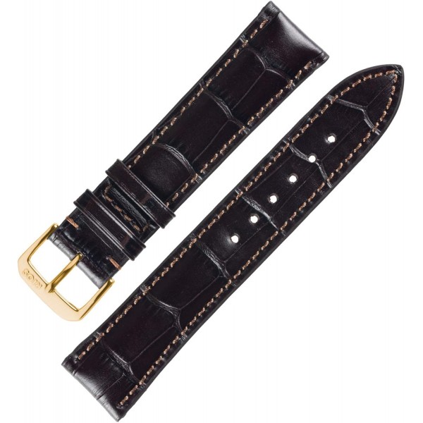 Rios 1931 LOUISIANA MOCHA 16mm 실버 버클 악어 엠보싱 가죽 시계 스트랩