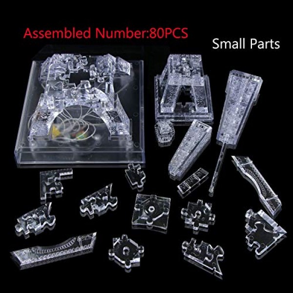 Jenilily 3D 투명 에펠 탑 크리스탈 지그 소 퍼즐 어린이를위한 장난감 선물 성인 가제트 빌딩 블록 두뇌 티저 라이트 업베이스 포함