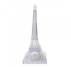 Jenilily 3D 투명 에펠 탑 크리스탈 지그 소 퍼즐 어린이를위한 장난감 선물 성인 가제트 빌딩 블록 두뇌 티저 라이트 업베이스 포함