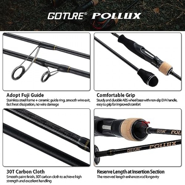 Goture 2피스 지깅 스피닝/캐스팅 로드 바닷물, 슬로우 피치 지깅 베이트캐스팅 로드, 바닷물/민물 미디엄/미디엄 라이트/미디엄 헤비 낚싯대 연어, 송어, 배스, 스트라