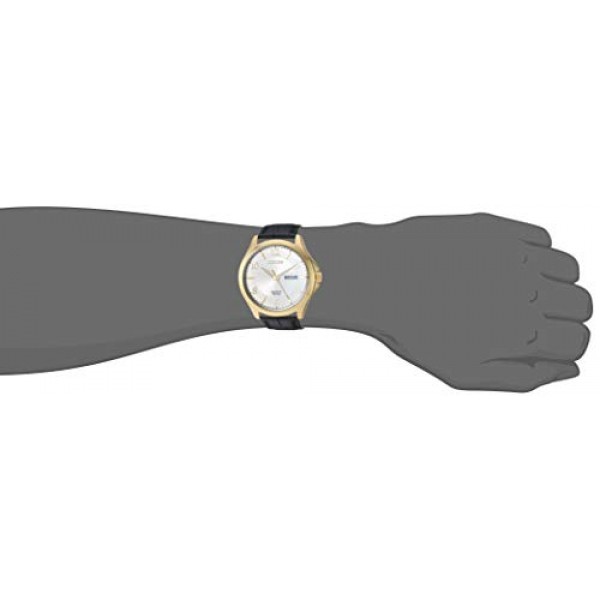 씨티즌 쿼츠 남성용 시계, 스테인리스 스틸, 가죽 스트랩, 캐주얼, 블랙(모델: BF2003-25A)