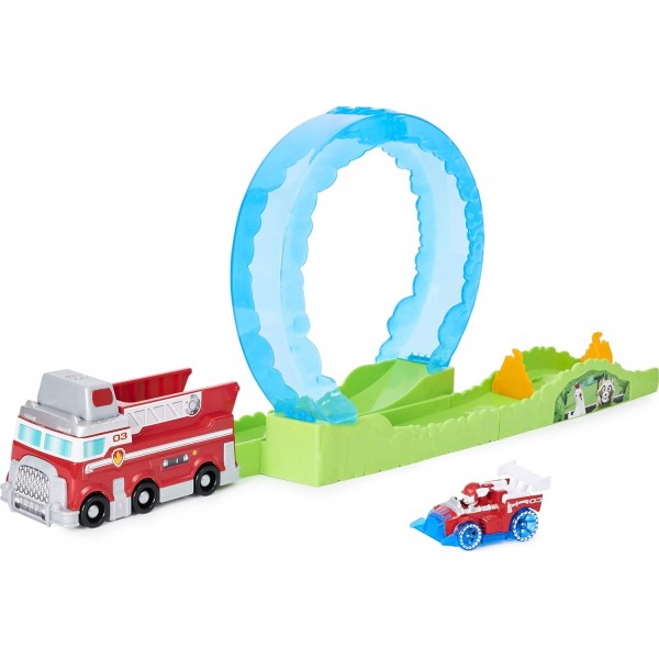 전용 차량이 포함된 PAW PATROL 6058363, 전용 Marshall 다이캐스트 차량이 포함된 Scale True Metal Ultimate Fire Rescue 트랙 세트, 1:55 스케일, 회색