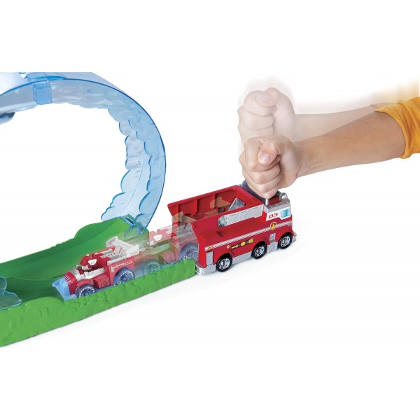 전용 차량이 포함된 PAW PATROL 6058363, 전용 Marshall 다이캐스트 차량이 포함된 Scale True Metal Ultimate Fire Rescue 트랙 세트, 1:55 스케일, 회색