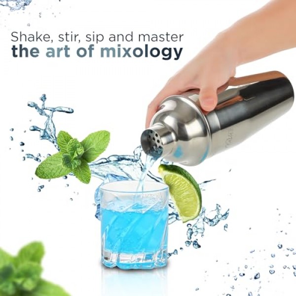 TEAVAS Mixology 바텐더 키트(일본식 지거 및 스탠드 포함) - 셰이커, 스트레이너, 믹서, 스푼, 머들러가 포함된 25피스 스테인레스 스틸 칵테일 제작 세트 - 생일 선물