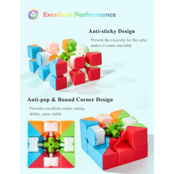 스피드 큐브: Roxenda Profession 3x3x3 스피드 큐브 - 빠르고 부드러운 회전 - 견고한 내구성 및 스티커 없는 반투명, 최고의 3D 퍼즐 마법 장난감 - 원본보다 빠르게 회전