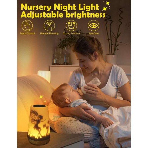 침실용 리모컨이 있는 Mostof Fairy Night Light, 터치 컨트롤, 타이머, 충전식(Fairy-16 색상)