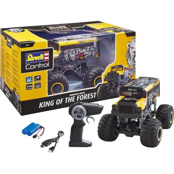 Revell 24557 King of The Forest Yellow-Black 1:16 RC 모델 자동차 전기 몬스터 트럭 RTR 2.4 GHz 스쿨 버스 디자인