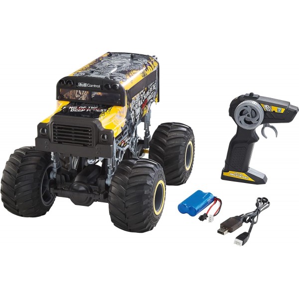 Revell 24557 King of The Forest Yellow-Black 1:16 RC 모델 자동차 전기 몬스터 트럭 RTR 2.4 GHz 스쿨 버스 디자인