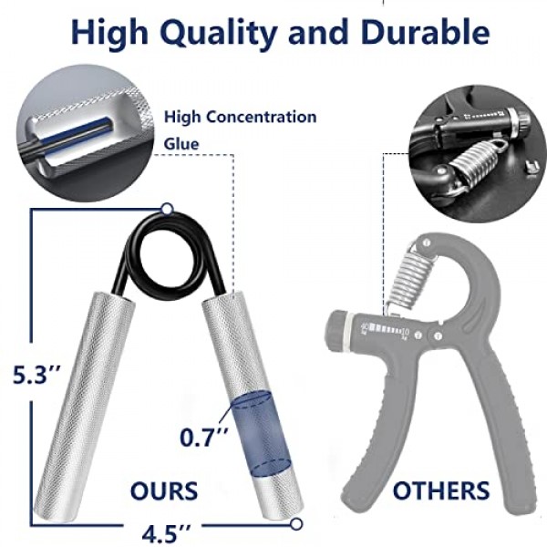 그립 강도 트레이너, 핸드 그립 강화제, 팔뚝 강화 장치 금속 손 운동기 남성용 미끄럼 방지 손목 운동 트레이너 여성용 훈련 회복, 1/4/6 팩, 50LB-350LB