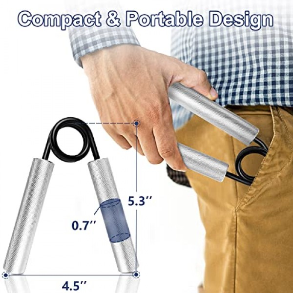 그립 강도 트레이너, 핸드 그립 강화제, 팔뚝 강화 장치 금속 손 운동기 남성용 미끄럼 방지 손목 운동 트레이너 여성용 훈련 회복, 1/4/6 팩, 50LB-350LB