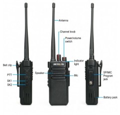 Retevis RT29 워키토키 장거리, 3200mAh 핸드헬드 라디오 워키토키, 16채널, 제조업체용 CTCSS/DCS 전문가용 양방향 라디오(검은색, 2개) 어깨 마이크 없는 검은색