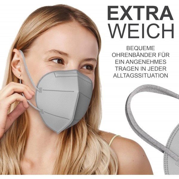 FiRiO® 60x FFP2 마스크 컬러풀 [MADE IN EUROPE] - EN 149:2001+A:2009-60x에 따른 컬러 FFP2 마스크 [7색] 통기성 FFP2 컬러풀: FFP2 마스크 블랙 화이트 블루 그린 그레이 베이지 & 레드 6