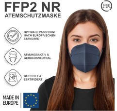 FiRiO® 60x FFP2 마스크 컬러풀 [MADE IN EUROPE] - EN 149:2001+A:2009-60x에 따른 컬러 FFP2 마스크 [7색] 통기성 FFP2 컬러풀: FFP2 마스크 블랙 화이트 블루 그린 그레이 베이지 & 레드 6