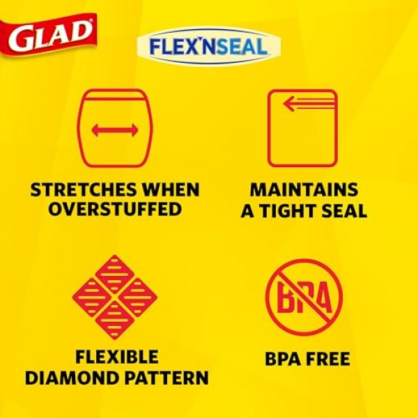 GLAD FLEXN' SEAL 지퍼 식품 보관용 샌드위치 백, 이동용 스낵 및 점심 가방, 지퍼 샌드위치 밀봉기, 전자레인지 금고, BPA 없음, 100개(4개 팩)