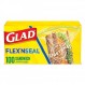 GLAD FLEXN' SEAL 지퍼 식품 보관용 샌드위치 백, 이동용 스낵 및 점심 가방, 지퍼 샌드위치 밀봉기, 전자레인지 금고, BPA 없음, 100개(4개 팩)