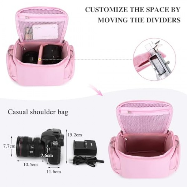 G-raphy 카메라 가방 SLR DSLR 미러리스 핑크 카메라 케이스 여성과 남성을 위한 탈착식 스트랩이 있는 컴팩트 카메라 숄더백